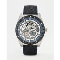 Hugo Boss Herren Automatikuhr Signature Timepiece Collection Skeleton "1513643", Schwarz