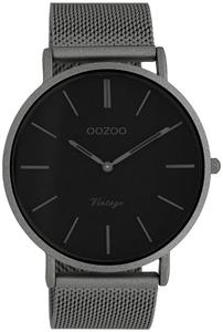 OOZOO Quarzuhr Oozoo Herren-Uhr grau Vintage, Herrenuhr rund, groß (ca. 44mm) Edelstahlarmband, Fashion-Style