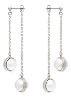 Damen Karen Millen Logo Pearl Kunststoff Perle Logo Pearl Double Drop Ohrringe Basismetall KMJ1165-01-28