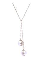 Damen Karen Millen Logo Pearl Kunststoff Perle Logo Pearl Double Drop Halskette Basismetall KMJ1171-01-28