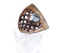 Christian Zilveren ring abstract met topaas geel goud