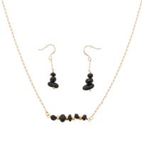 Earth - stijlvolle set ketting en oorbellen met zwarte onyx steentjes