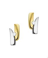 TFT Oorknoppen Diamant 0.02ct (2x0.01) H SI Bicolor Goud Glanzend 8 mm x 3.5 mm