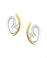 TFT Oorknoppen Zirkonia Bicolor Goud Glanzend 9.5 mm x 6 mm