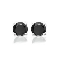 New Bling 9NB-0025 - Zilveren oorstekers - zirkonia rond 6 mm - zilverkleurig / zwart
