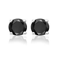 New Bling 9NB-0026 - Zilveren oorstekers - zirkonia rond 6 mm - zilverkleurig / zwart