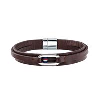 Tommy Hilfiger Bruin Lederen Armband met Schakel