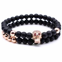 Memphis kralen armband Agaat Skull Rose