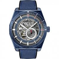 Hugo Boss Herren Automatikuhr Signature Timepiece Collection Skeleton "1513645", Blau