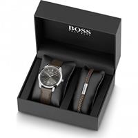 Hugo Boss Herrenuhr und Armband "1570083", braun
