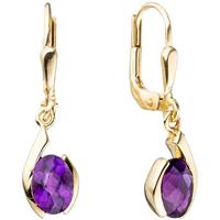 Amethyst Ohrringe Gelbgold 333