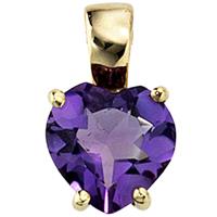 Herz-Anhänger 333 Gelbgold mit Amethyst