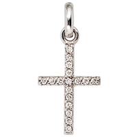 Diamant Kreuz Anhänger, Weißgold 585