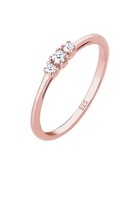 Elli DIAMONDS Dames Verlovingsring Diamant (0.06 ct.) Delicaat in 925 Sterling Zilver Roségoud