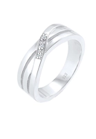 Elli DIAMONDS Elli DIAMONDS Ring Dames Kruis Over Verloving met Diamant (0.015 ct.) in 925 Sterling Zilver