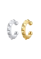 Elli Paar Ohrhaken Earcuff Set Geo Look Bi-Color Pyramide 925 Silber