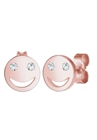 Elli Elli Oorbellen Dames Stekker Smiley Gezicht Emoji met Kristal in 925 Sterling Zilver