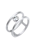 Elli Fingerring Doppelring Solitär Swarovski Kristalle 925 Silber