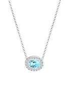 Elli Collierkettchen Topas Blau Oval Diamanten (018 ct) 925 Silber