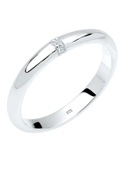 Elli DIAMONDS Dames Band Ring met Diamant (0.045 ct) Delicate in 925 Sterling Zilver rose goud verguld Wit