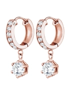 Elli Dames Creolen Elegant met Cubic Zirconia Kristallen in 925 Sterling Zilver Rose Gold-plated