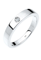 DIAMORE Ring Solitär Bandring Diamant 0.02 ct. 925 Silber, Weiß, 52 mm, weiß