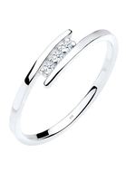 DIAMORE Ring Klassiker Trio Diamant 0.06 ct. 925 Silber, Weiß, 52 mm, weiß
