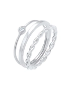 Elli Elli Ring Dames Set Eenzaam Basis Gedraaid met Kristal in 925 Sterling Zilver