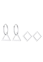 Elli Dames Creool Set Hanger Geo Driehoek in 925 Sterling Zilver Verguld