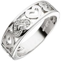 SIGO Damen Ring Herz Herzen 925 Sterling Silber mit Zirkonia Silberring