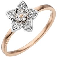 SIGO Damen Ring 585 Gold Rotgold Weißgold bicolor 30 Diamanten Brillanten Rotgoldring