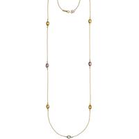 SIGO Halskette Kette lang 585 Gold Gelbgold Citrine Blautopase Amethyste 90 cm