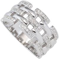 SIGO Damen Ring breit 925 Sterling Silber rhodiniert mit Zirkonia Silberring