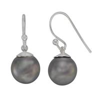 Zeeme Paar Ohrhänger "925/- Sterling Silber Perle grau"