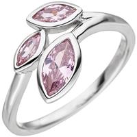 SIGO Damen Ring 925 Sterling Silber 3 Zirkonia rosa Silberring