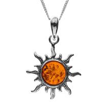 OSTSEE-SCHMUCK Kette mit Anhänger »Sonne 20 Silber 925/000 Bernstein« (2-tlg)