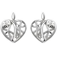 sigo Ohrhänger Herz/Blumen 925 Sterling Silber 70 Zirkonia Ohrringe