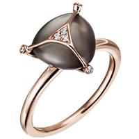 SIGO Damen Ring 585 Gold Rotgold 1 Monstein grau 6 Diamanten Brillanten Mondsteinring