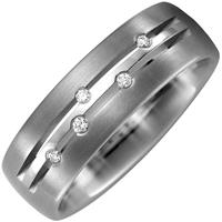 SIGO Partner Ring Titan teil matt 5 Diamanten Brillanten 0,05ct. Partnerring