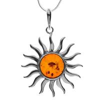 OSTSEE-SCHMUCK Kette mit Anhänger »Sonne 31 Silber 925/000 Bernstein« (2-tlg)