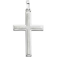 SIGO Anhänger Kreuz 925 Sterling Silber matt mattiert Kreuzanhänger Silberkreuz