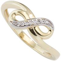 SIGO Damen Ring Unendlichkeit 333 Gold Gelbgold bicolor mit Zirkonia Goldring