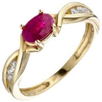 SIGO Damen Ring 333 Gold Gelbgold 1 Rubin rot 6 Zirkonia Goldring Rubinring