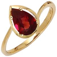 SIGO Damen Ring 585 Gold Gelbgold 1 Granat rot Goldring