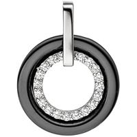 SIGO Anhänger rund 925 Sterling Silber mit Keramik schwarz und Zirkonia