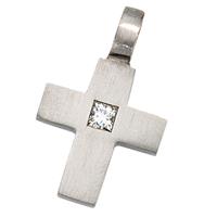 sigo Anhänger Kreuz 950 Platin 1 Diamant 0,06ct. Kreuzanhänger Platinkreuz