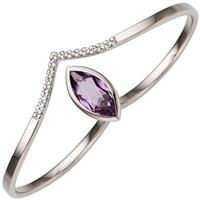 SIGO Damen Zweifinger Ring 333 Gold Weißgold 1 Amethyst 16 Zirkonia Zweifingerring