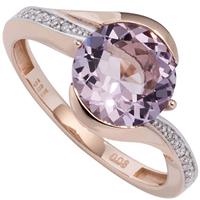 SIGO Damen Ring 585 Rotgold bicolor 16 Diamanten Brillanten 1 Amethyst lila violett