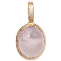 SIGO Anhänger oval 585 Gold Rotgold 1 Rosenquarz Cabochon rosa Goldanhänger