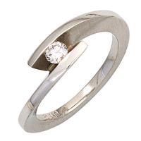 SIGO Damen Ring 950 Platin matt 1 Diamant Brillant 0,15ct. Platinring